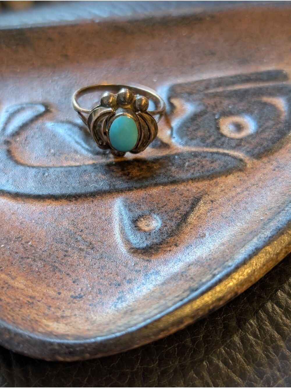Mexican Sterling Silver 925 Blue Stone Cabochon Ring Artisan Handmade Vintage - Picture 15 of 15